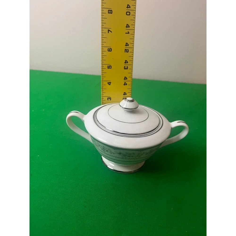 Seizan Fine China Japan Lasting‎ Sugar Bowl Lakeside Floral Silver Trim #7917